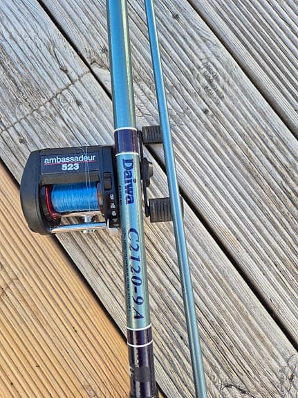 Abu Garcia Ambassadeur 523 haspelrulle med eller utan Daiwa C 3720-9A spö