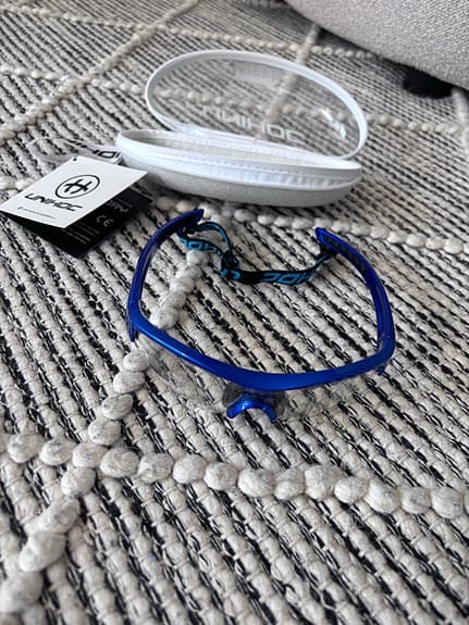 Innebandyklubba blå/orange + Unihoc skyddsglasögon
