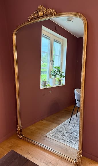 Stor spegel antigguld, valvformad