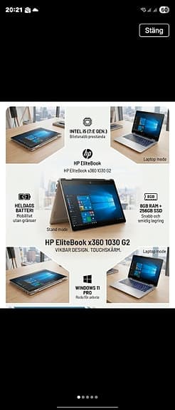 HP EliteBook x360 1030 G2 bärbar dator 13" touchskärm