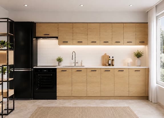 Modern kök i ekmönster 300cm