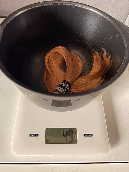 Rött äkta hår 34cm