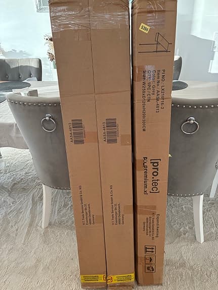 Pro.tec terrassmarkis 250x120/200/300 cm grå