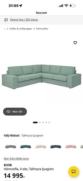 KIVIK Hörnsoffa, 4-sits, Tallmyra ljusgrön