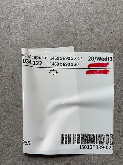 IKEA bänkskiva Acapulco 1460x890 grå