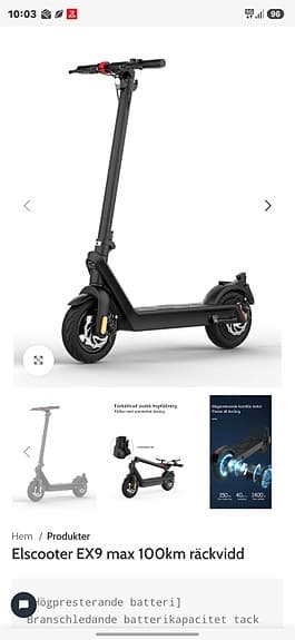 Elscooter EX9 max 100km räckvidd