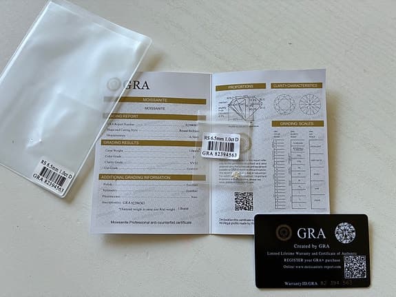 GRA lös diamant (moissanitsten) 6,5 mm 1 ct