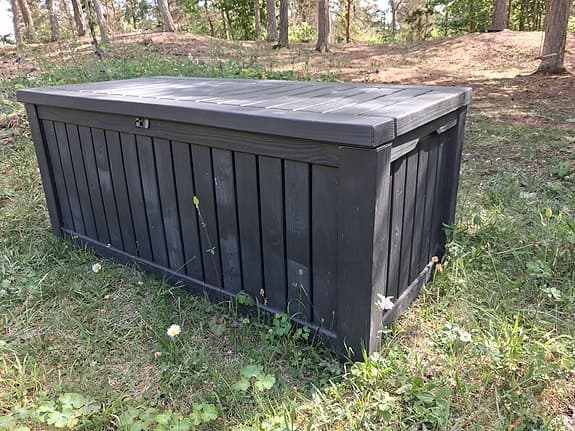 Svart förvaringslåda dynlåda utelåda