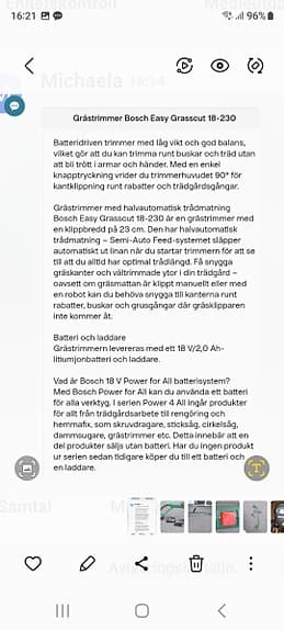 Bosch grästrimmer batteridriven
