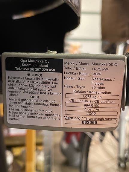 Muurikka Stekhällsset gasol LL Svart 100 cm