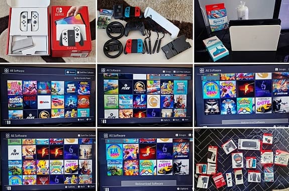 MEGA GAMING DEAL! Nintendo Switch OLED VIP Ultimate paket -6 Kontroller& 47 Spel