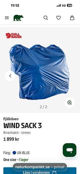 OANVÄND Fjällräven Wind Sack 3 vindskydd blå