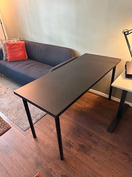 IKEA LAGKAPTEN / ADILS Skrivbord, svartbrun/svart