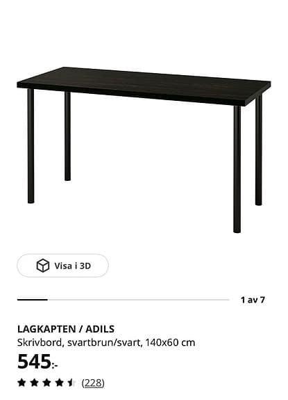 IKEA LAGKAPTEN / ADILS Skrivbord, svartbrun/svart