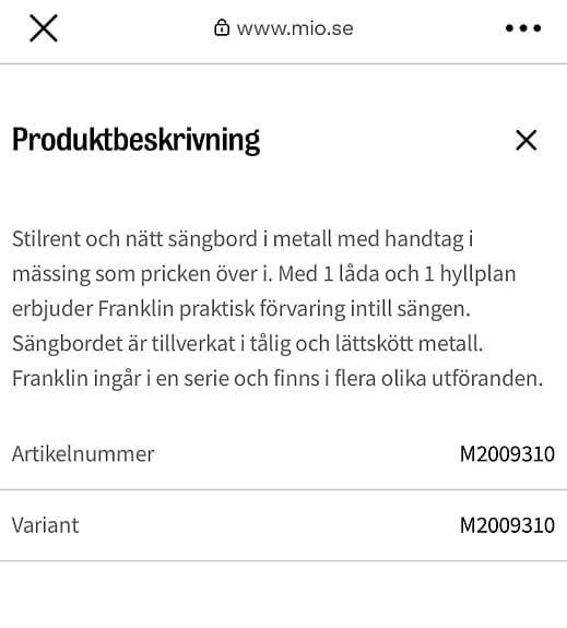 Två stycken sängbord