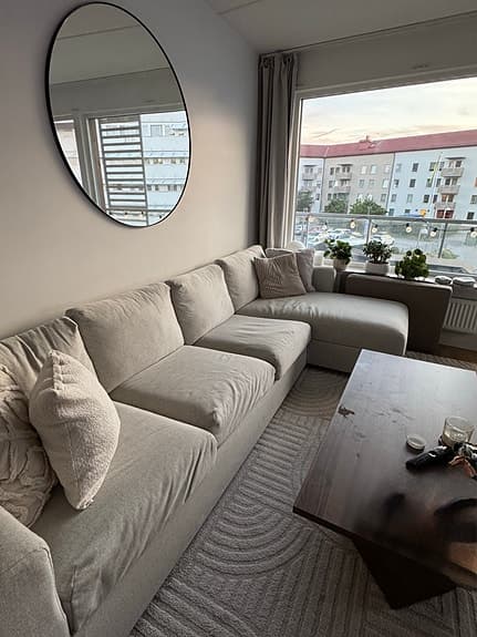 Ikea Vimle 4-sitssoffa med schäslong i färgen Gunnared beige