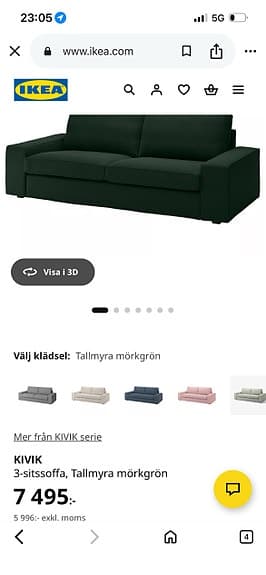 Soffa Kivik och fotpall Ektorp, grön