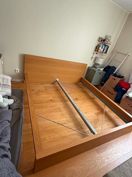 IKEA MALM, sängram-/sängstomme i ekfanér