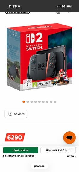 Nintendo Switch 2 med Mario Kart world bundle + 1 års garanti från butik