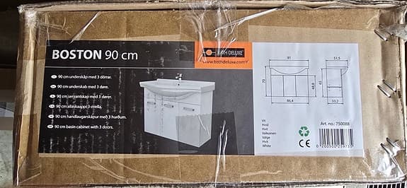 Vitt badrumsunderskåp, 90cm, fortfarande i förpackning