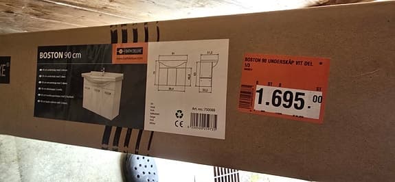 Vitt badrumsunderskåp, 90cm, fortfarande i förpackning