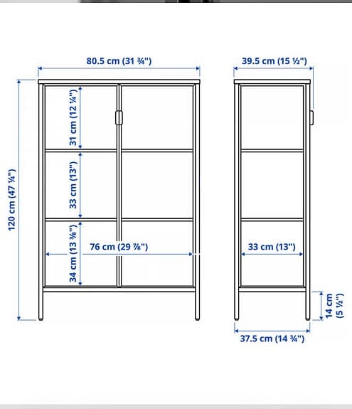 IKEA vitrinskåp glas svart 80x120 cm