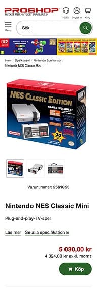 Nintendo NES Classic Mini spelkonsol