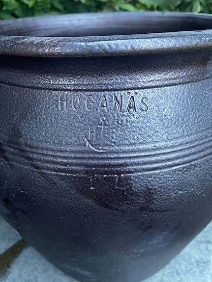 Höganäs krukor 5L och större 15L  brunglaserade med handtag