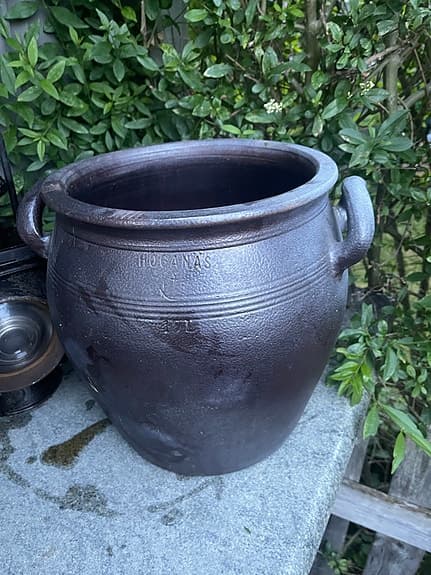 Höganäs krukor 5L och större 15L  brunglaserade med handtag