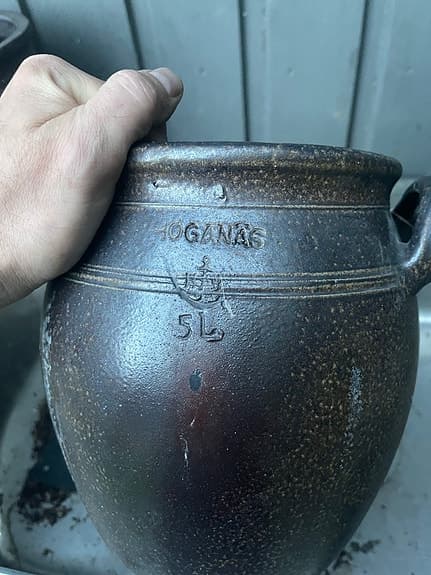 Höganäs krukor 5L och större 15L  brunglaserade med handtag