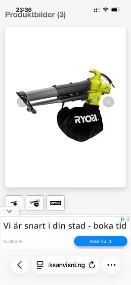 Ryobi lövblås/lövsug med uppsamlare