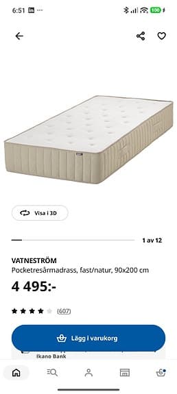 2 ST VATNESTRÖM resårmadrasser - ena sidan aldrig använd.