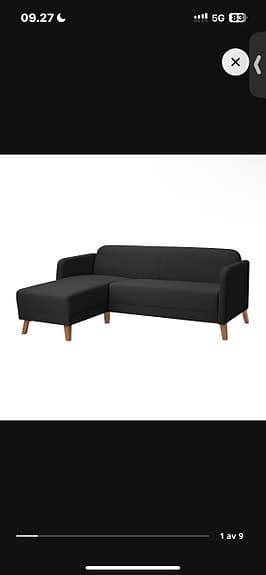 IKEA David Wahl Mörkgrå hörnsoffa. Säljer pga flytt