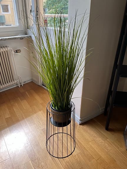 Konstväxt i kruka med ställning