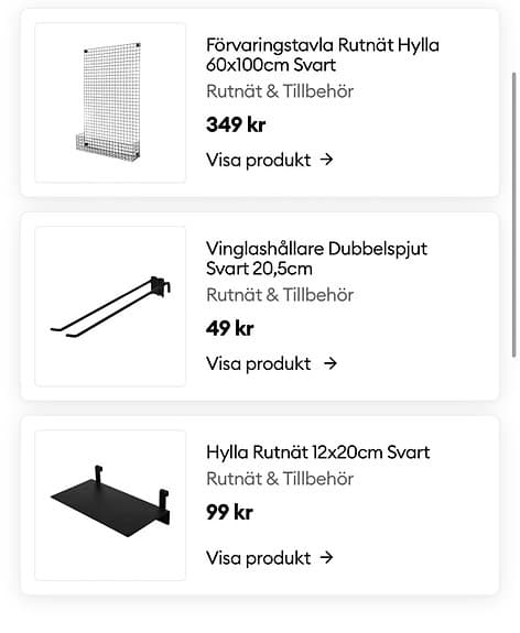 FÖRVARINGSTAVLA RUTNÄT HYLLA 60X100CM SVART med tillbehör Granit