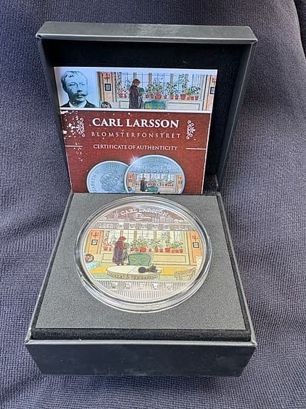 Carl Larsson Silvermynt 3oz 999 Ag från  2019 och Swarowski crystaler