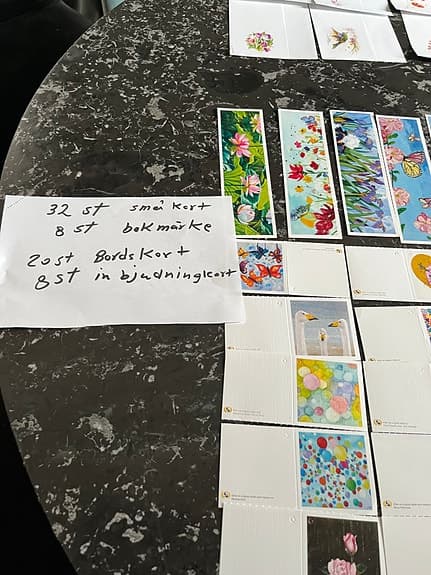 Kort,  195 st bokmärken och inbjudningskort med blommotiv 68 delar