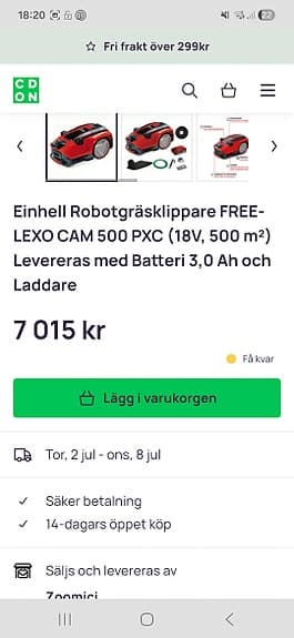 Einhell FREELEXO CAM 500 PXC robotgräsklippare röd