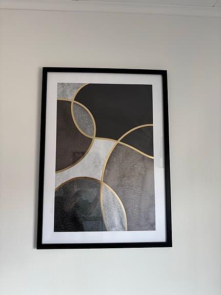Tavla abstrakt mönster mörk grön/ brun/grå/svart/vit/guld/