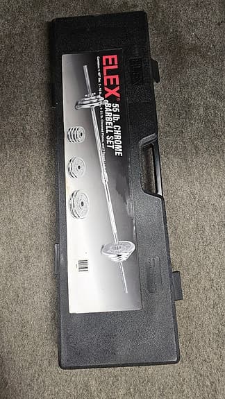 Vex 55 lb chrome skivstångsset med vikter