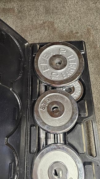 Vex 55 lb chrome skivstångsset med vikter