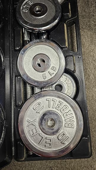 Vex 55 lb chrome skivstångsset med vikter
