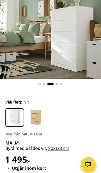 Malm byrå vit från ikea 2 st