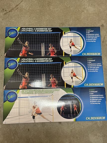 Sportset volleyboll- och badmintonset med nät