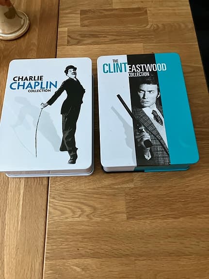 Charlie Chaplin Collection och Clint Eastwood Collection DVD-boxar