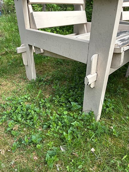 Trädgårdsgrupp trä bord soffa och två stolar