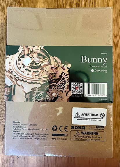 ROKR Bunny 3D-träpussel music box