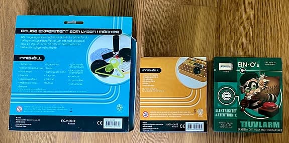 Kärnan EIN-O's experimentlådor. Lysande upptäckter, tjuvlarm och ringklocka
