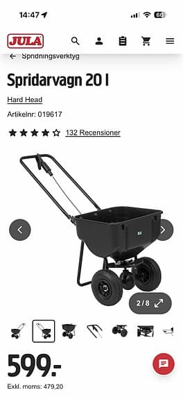 Spridarvagn för gödsel eller gräsfrö.