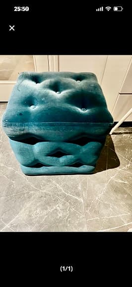 Sammets Grön sittpuff/ pall